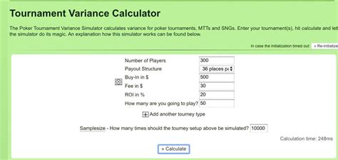 poker tournament variance calculator.